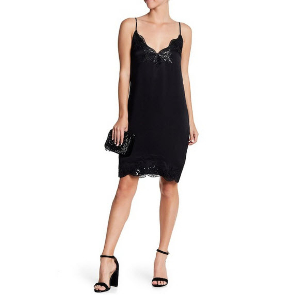 BB Dakota Noelle Sequin Detail Satin Slip Dress